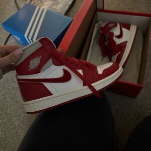 Red and White High-Top Sneakers
